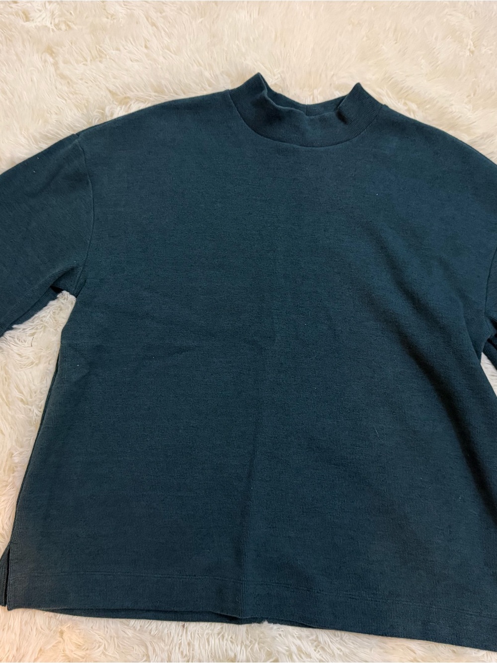 Womens Mock Neck Sweater in Dark Teal
